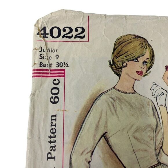 Vintage 60s Simplicity 4022 Pattern Juniors Misses 9-18 One Pce Dress Easy Cut - Picture 2 of 4